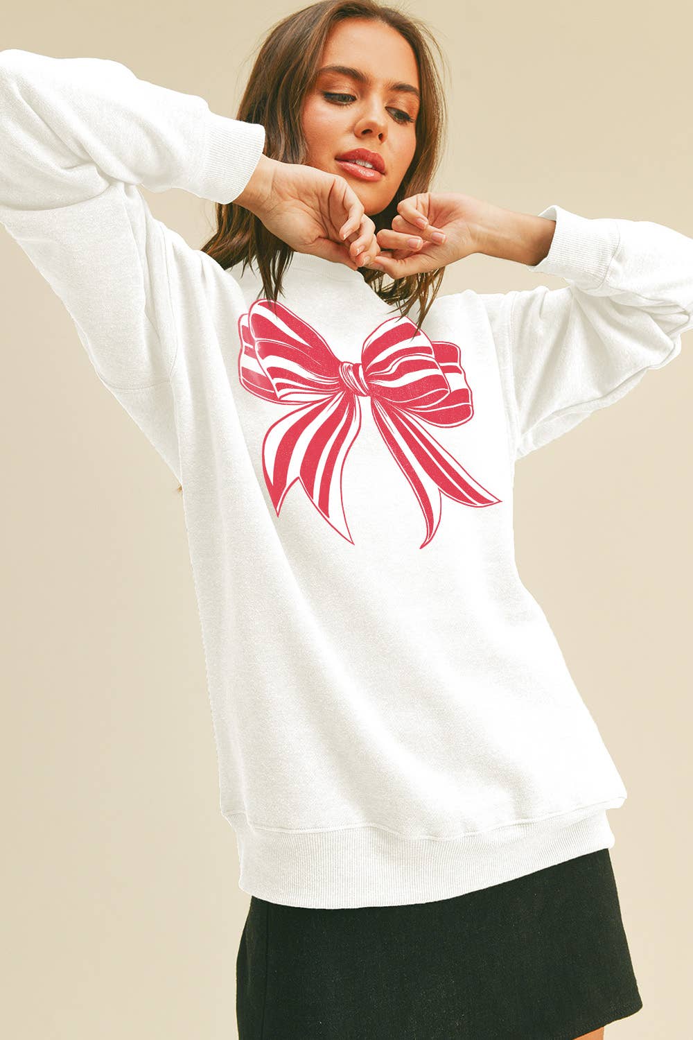 Honestee - Wholesale Sweatshirt - Women's - Bow Long Sleeve Sweatshirt8