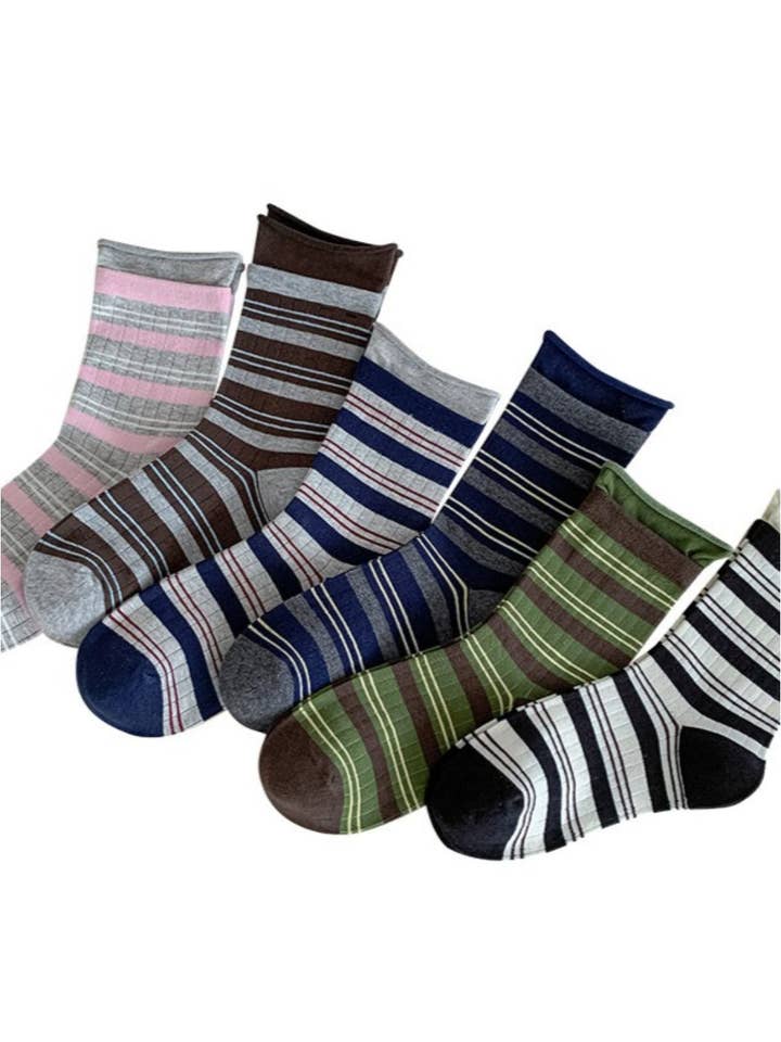 Funkyrel® Atzbranding Limited - Wholesale Socks – Women's - Rufia - Stripe Color-Block Mid-Calf Capsule Socks6