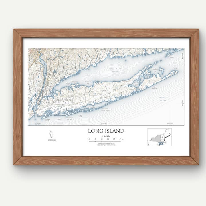 Scott Lussier Maps - Wholesale Map - Long Island New York Map Art Print NAUTICAL