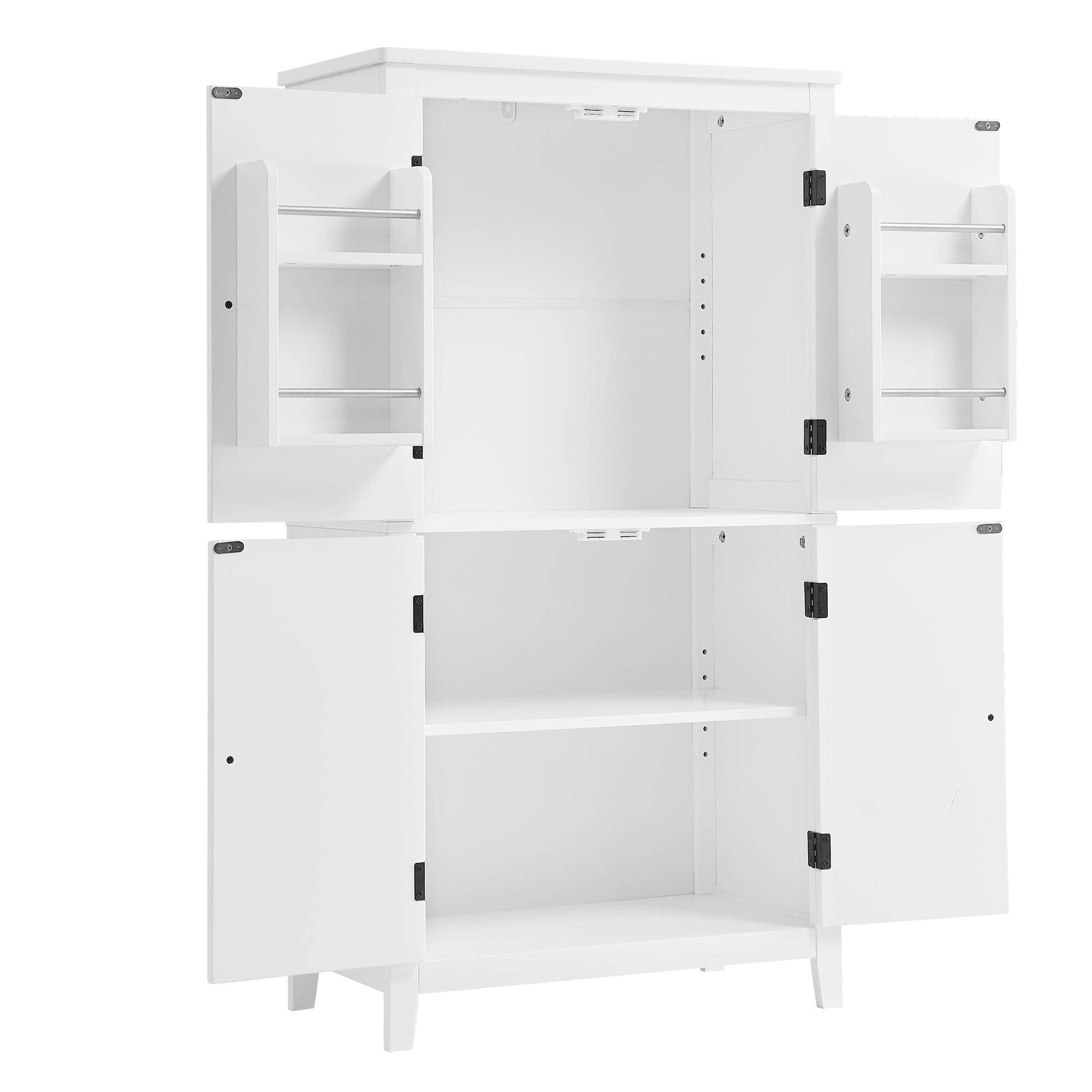 Orange County Decor - Wholesale Cabinet - Elegant Bathroom Floor Storage Cabinet, Bathroom Storage Unit, Freestanding Cabinet With 4 Doors, Adjustable Shelves, Adaptable Shelves, White White Mdf14