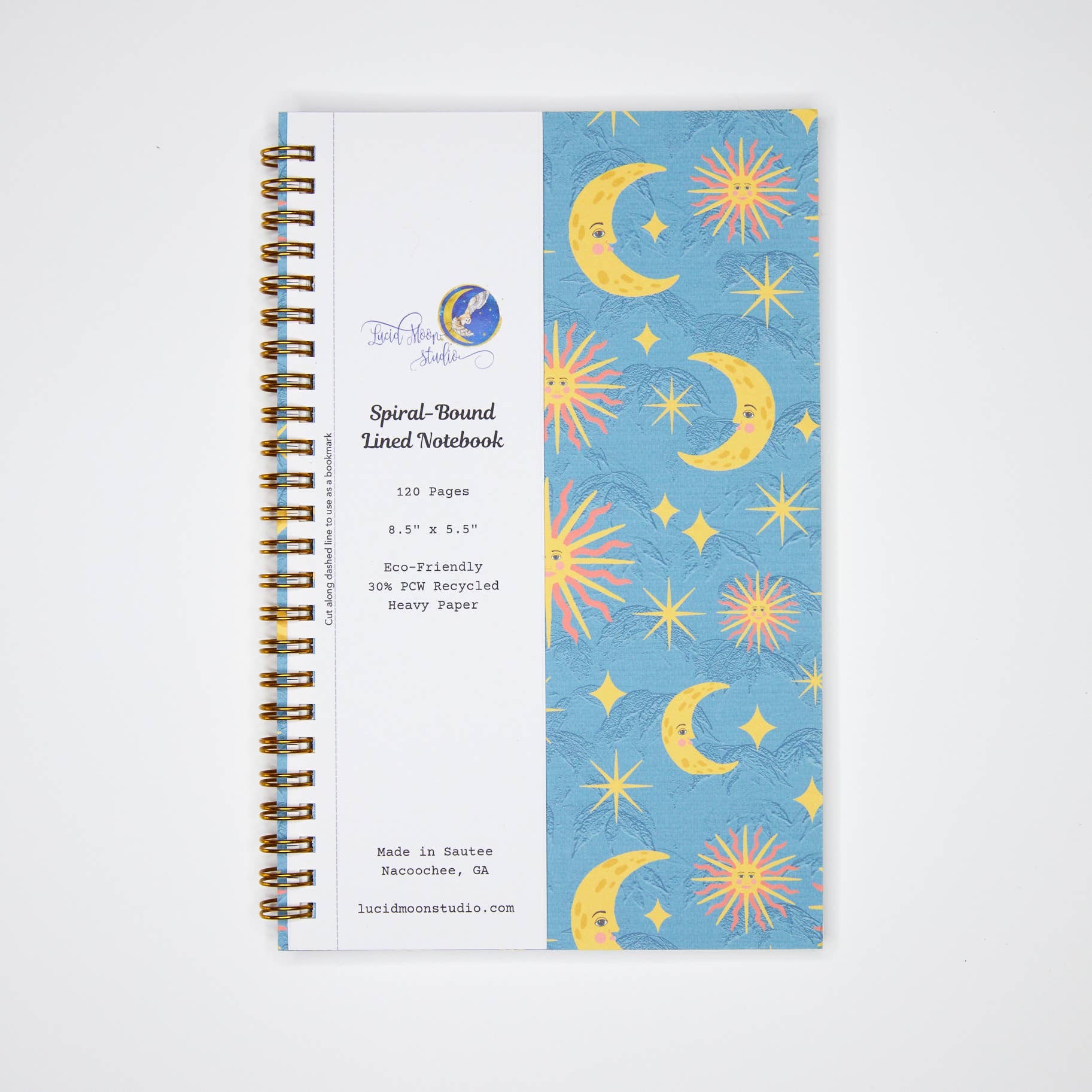 Lucid Moon Studio, LLC – Engroshandel Notesbog – Sol og måne miljøvenlig spiralbundet notesbog
