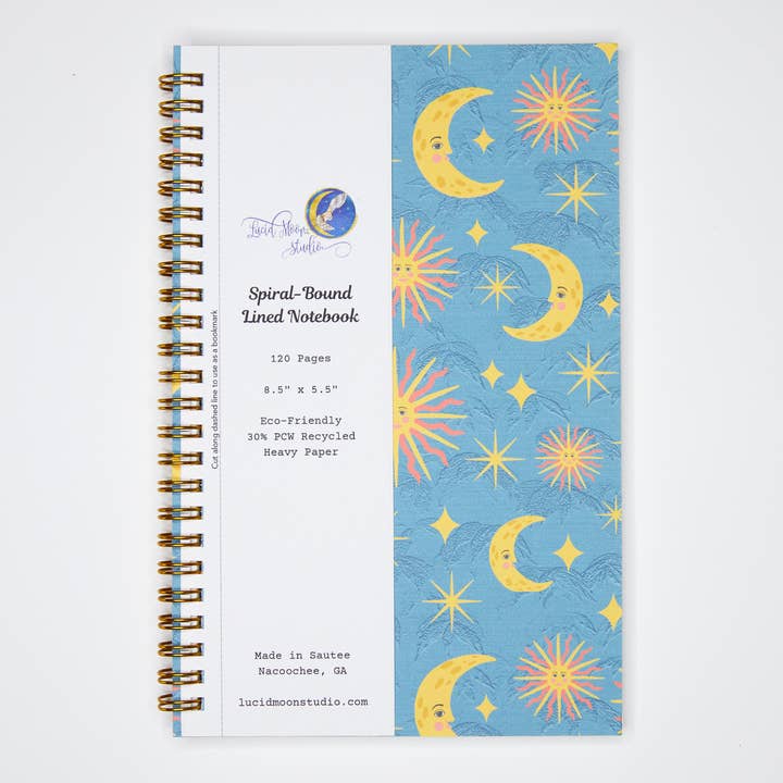 Lucid Moon Studio, LLC – Engroshandel Notesbog – Sol og måne miljøvenlig spiralbundet notesbog0