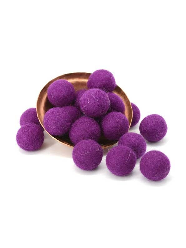 Small Purple Pom Pom Balls| 2 CM for wholesale by Woollyfelt