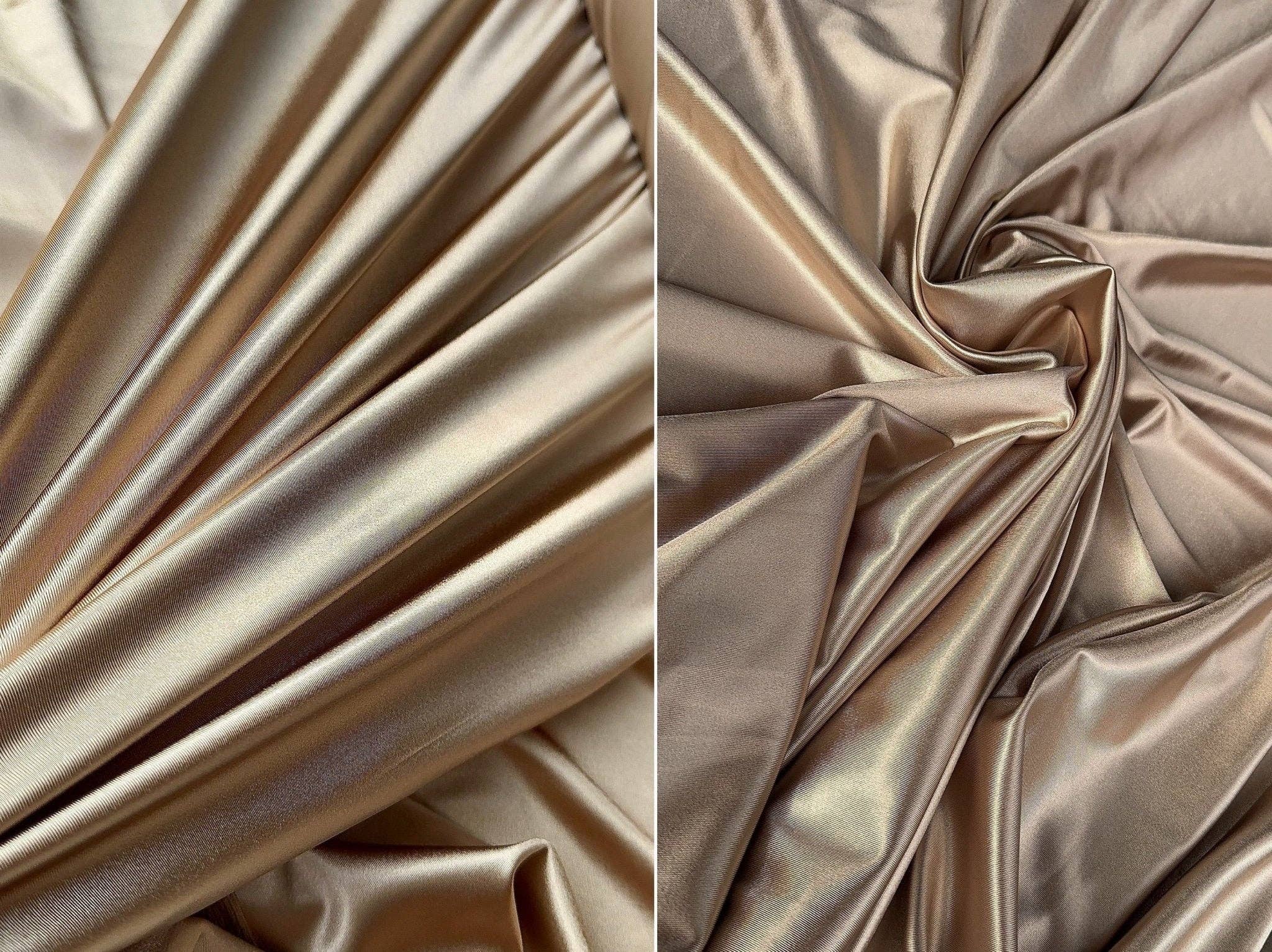 GalaTextile - Wholesale Fabric - Champagne stretch satin spandex fabric by yard8