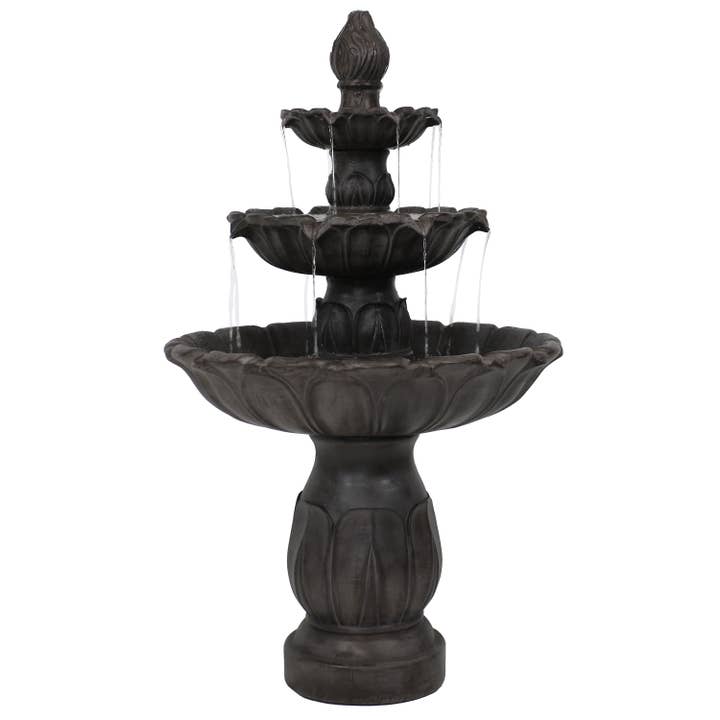 Sunnydaze Decor - Wholesale Outdoor Ornament/Decor - Classic Tulip Polystone Outdoor 3-Tier Fountain - Dark Brown