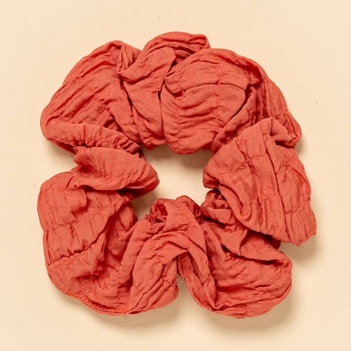 Burnt Orange Ruched Midi Scrunchie for wholesale by Little Poppy Co