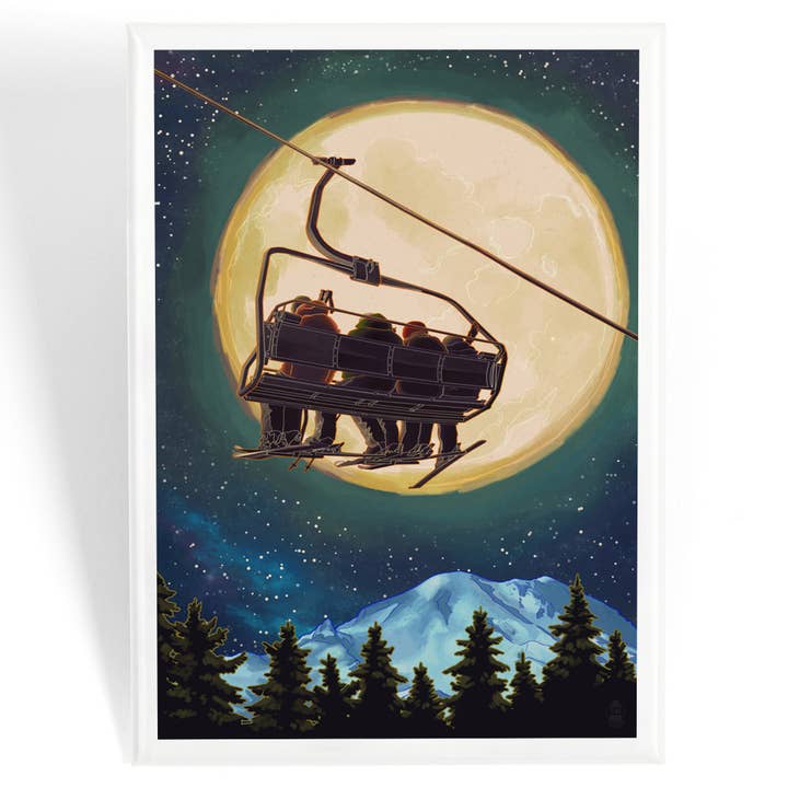 Telesquí MAGNET y luna llena para venta al por mayor de Lantern Press