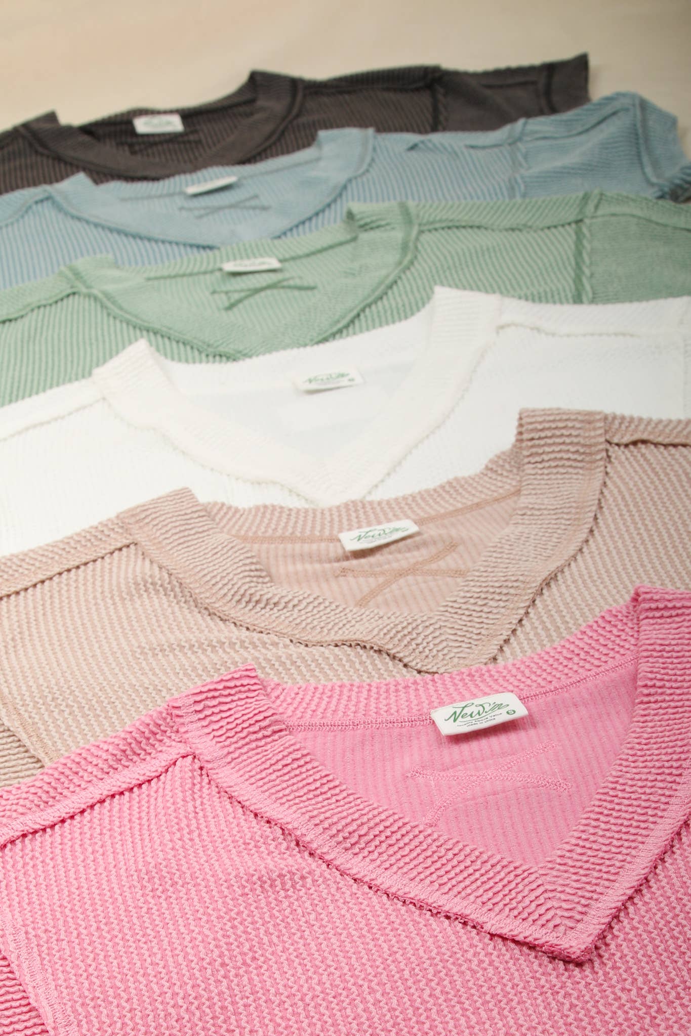 VERY J – wholesale Knit top – Women's – NT12075-Soft Two Tone Casual Comfy Ribbed Knit Top36