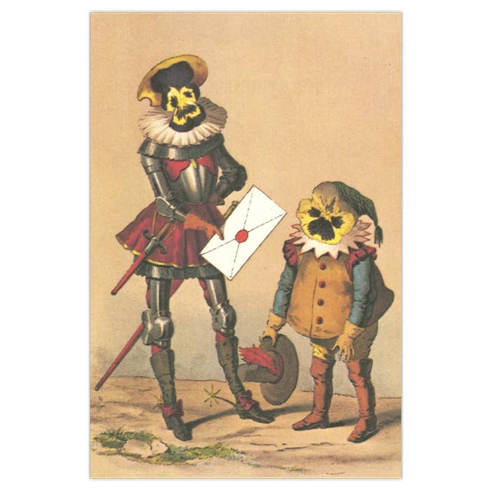 50 Watts - Wholesale Postcard - Postcard - vintage flower illustration - Don Quixote parody
