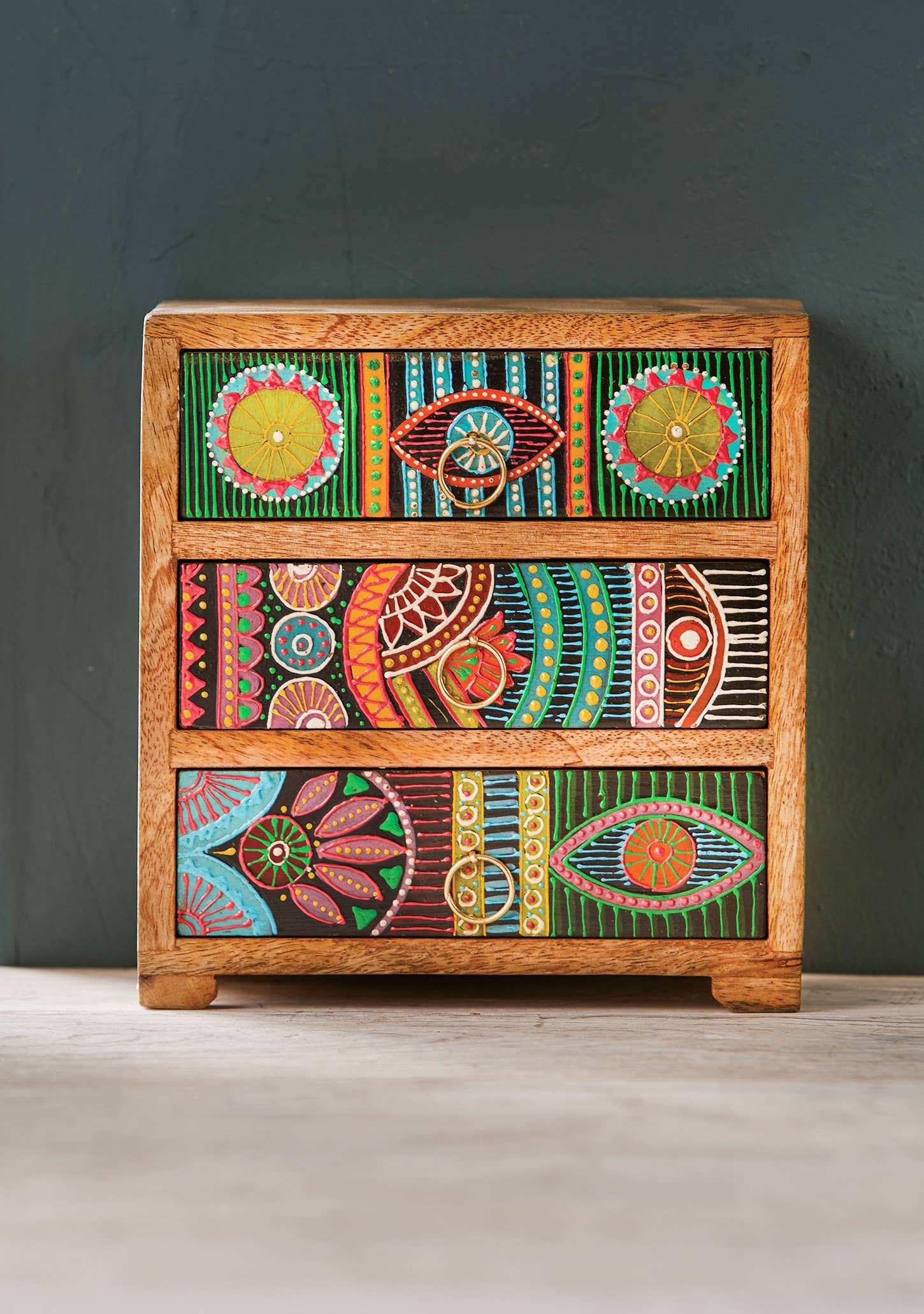 Namaste - Wholesale Drawer Organizer - Sharifa African Hand Painted 3 Drawer Chest0