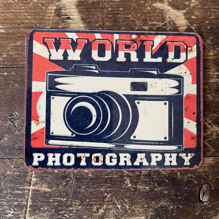Retro World Photography Tin Sign Metal Sign Plaque for wholesale by The British Metal Signs Company