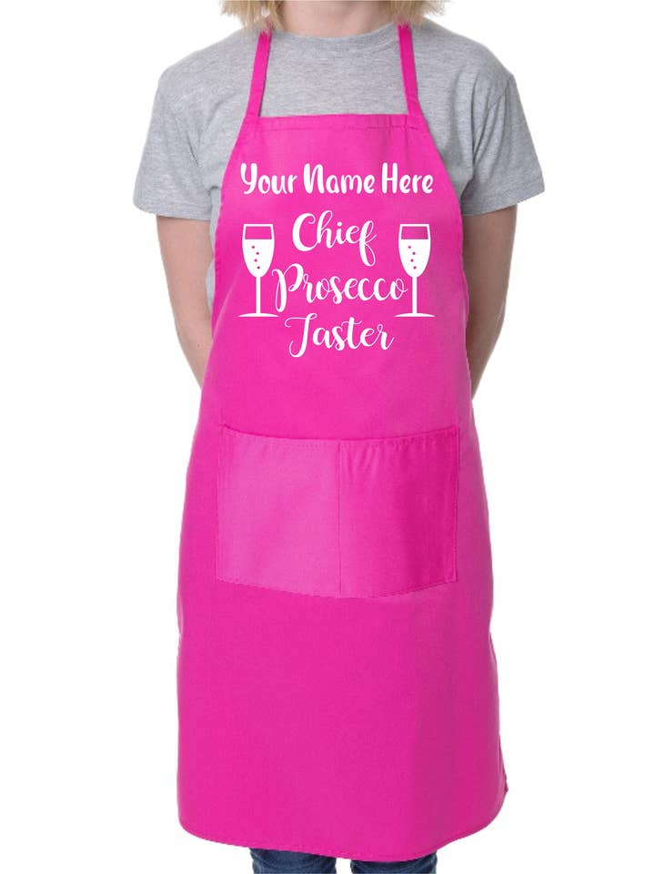 Customise This Apron Chief Prosecco Taster Any Name Here BBQ Cooking for wholesale by Print4U