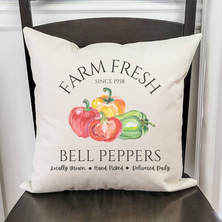 Farm Fresh Bell Peppers kussensloop voor wholesale door Go Charlotte