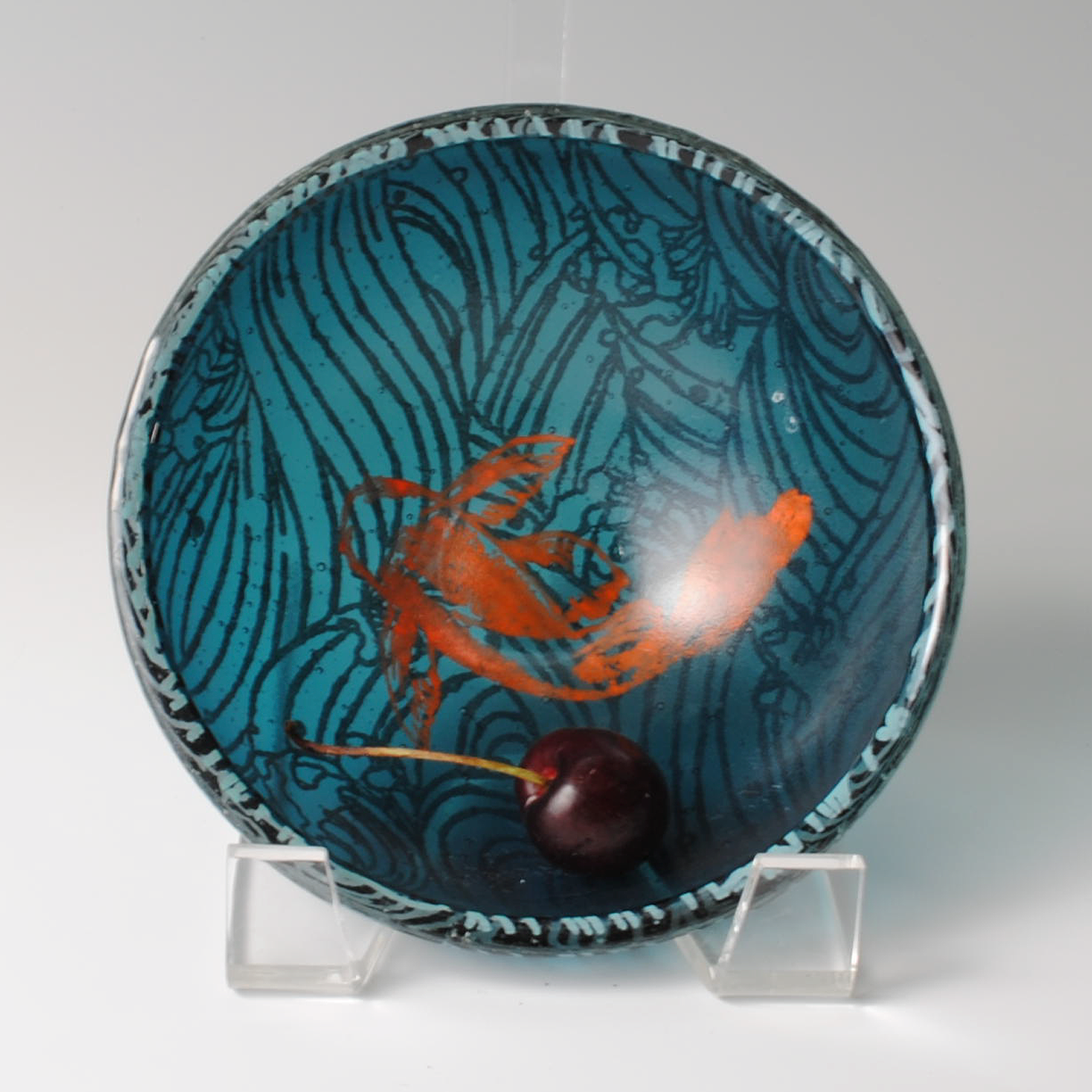Kiku Handmade | Contemporary Fused Glass Home Goods - Wholesale Decorative Plate/Dish/Bowl - Koi Fused Glass 5" Small Bowl1