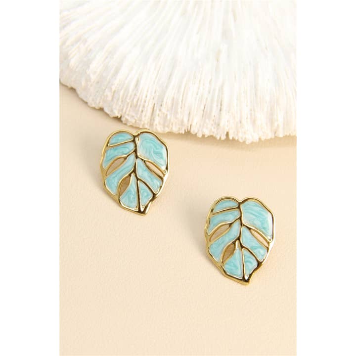 BELLISSIMA BIJOUX - Wholesale Stud/Post Earrings - Enamel Leaf Earrings – Tropical Collection6