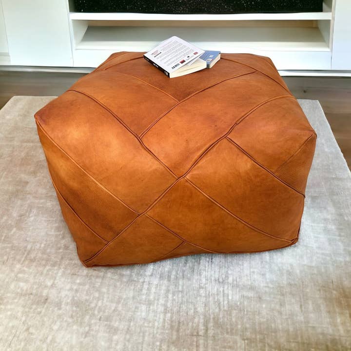 DarKech - Wholesale Pouf - Amazing square Ottoman Pouffe Moroccan leather pouf