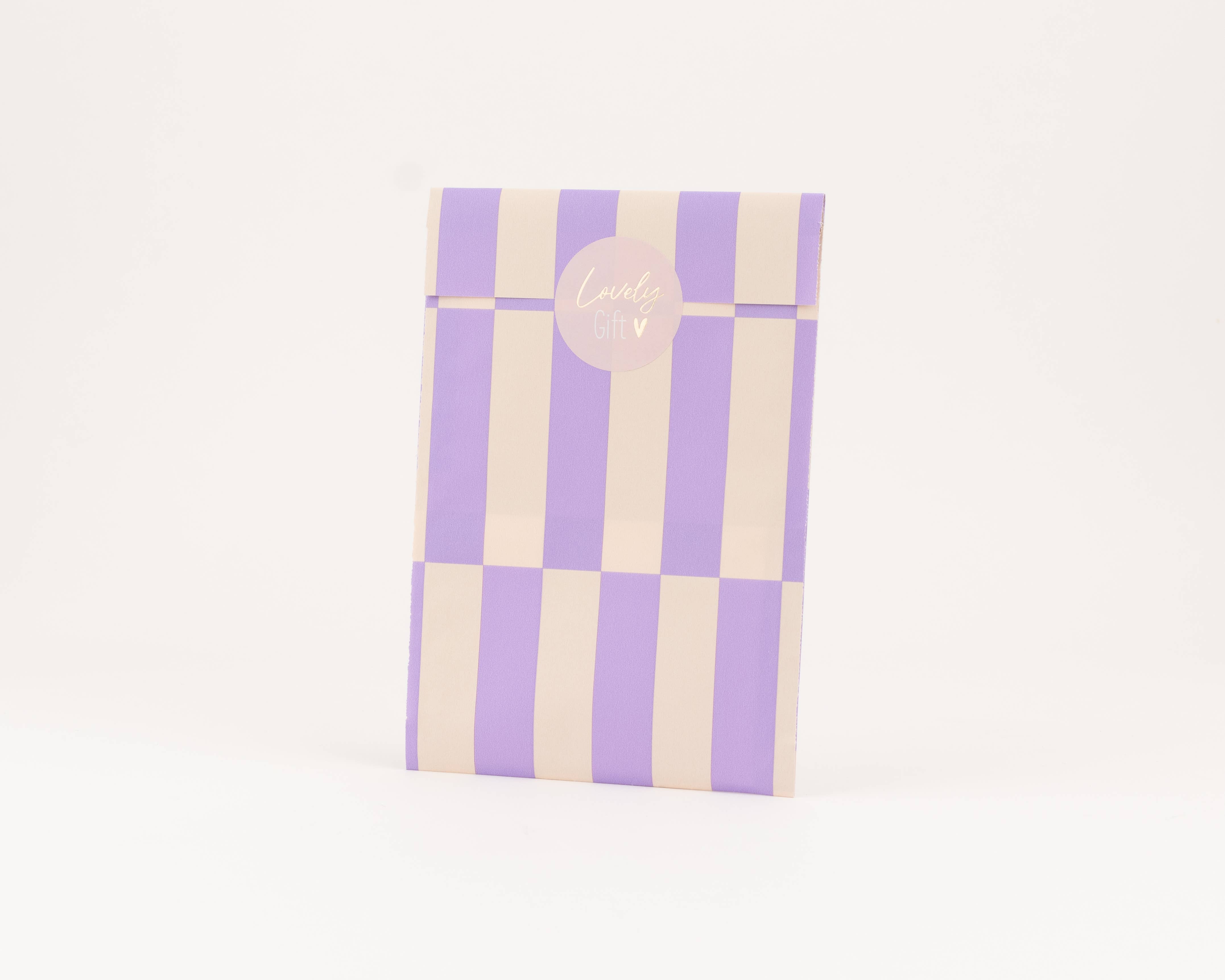 liebevoll verpackt - Wholesale Gift Bag - Paper Bags Bold Stripes, Lilac3