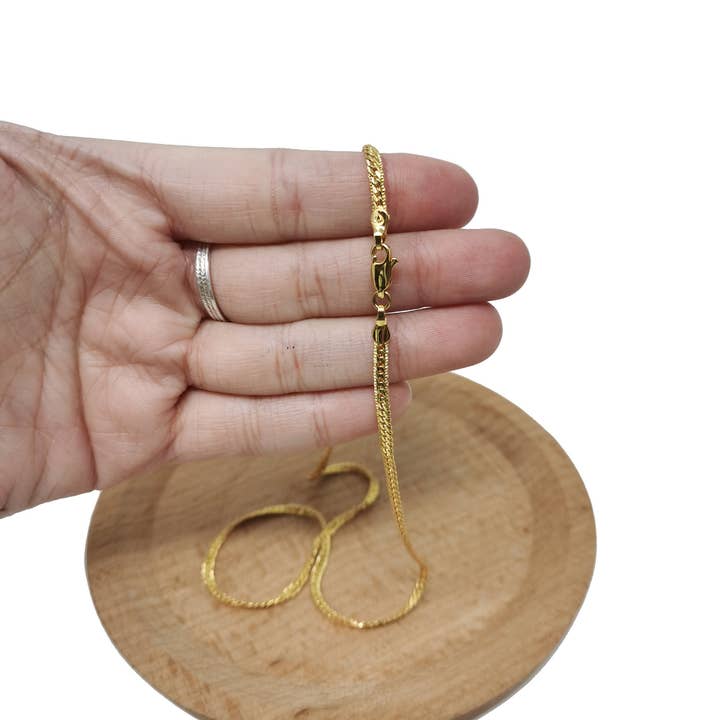 Aim Eternal - Wholesale Link & Chain Necklace - 17.7" 24K Gold Filled Herringbone Necklace, 2.3mm In Width