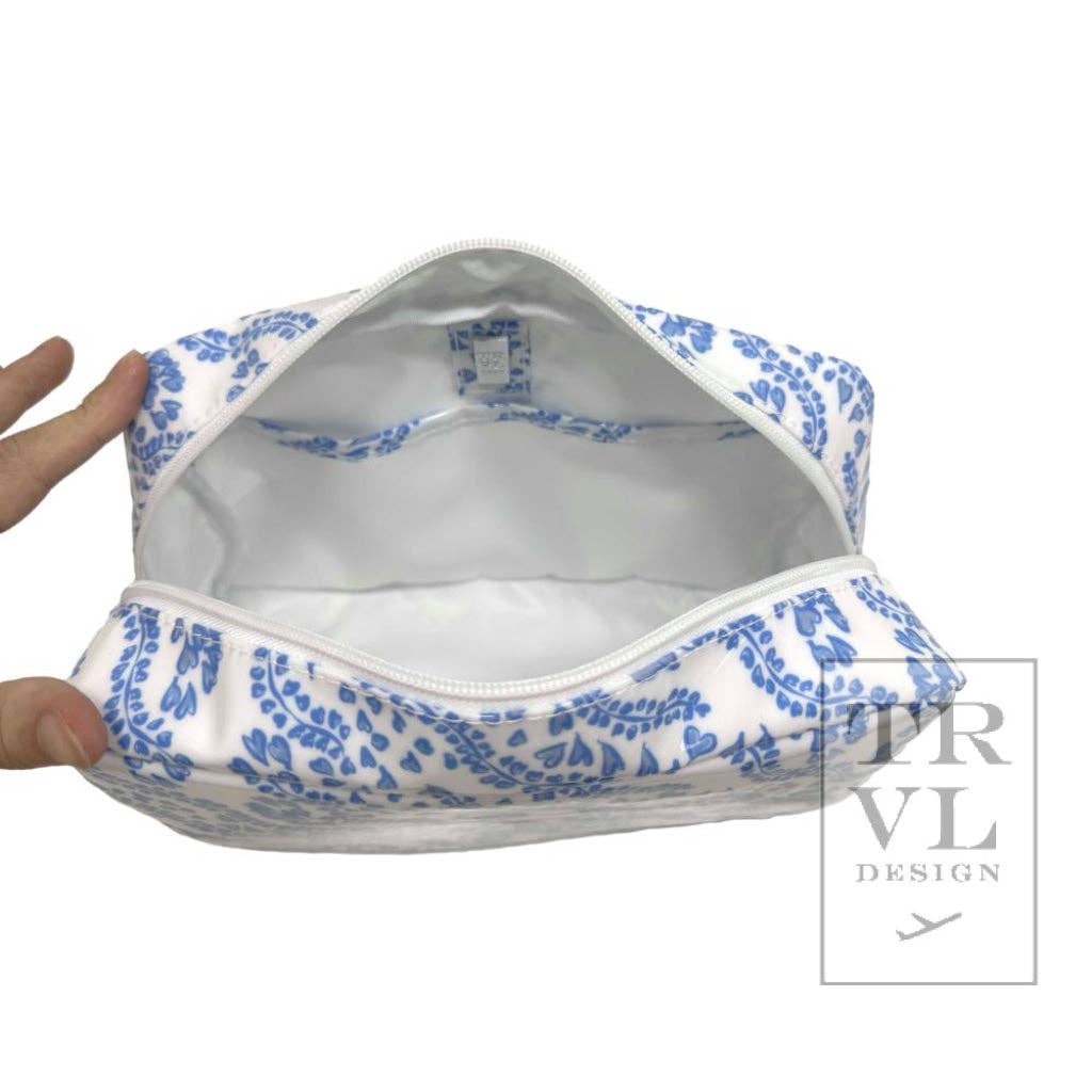 TRVL Design - Wholesale Makeup/Cosmetic Bag - Luxe Gloss Wash Bag Large - All Heart Blue2