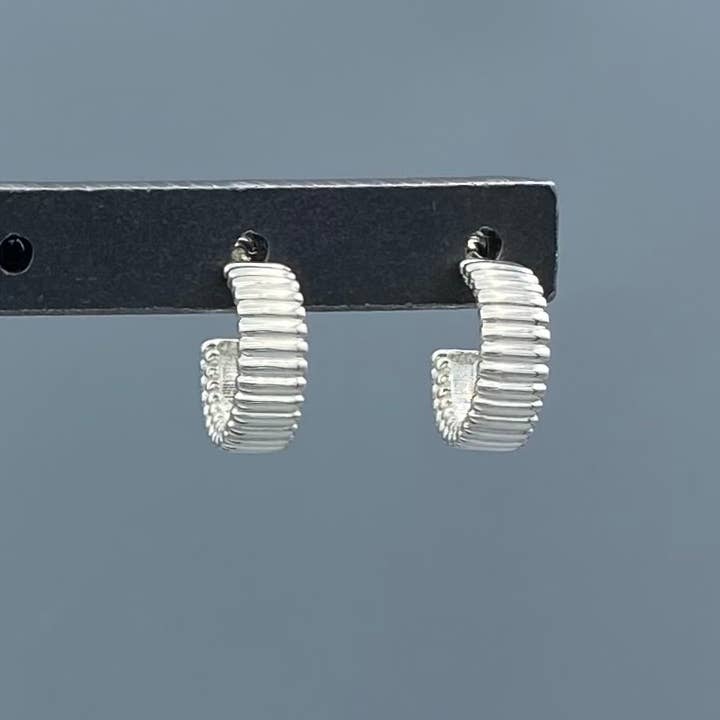 Stacked Line Post Hoops for wholesale by Something Silver