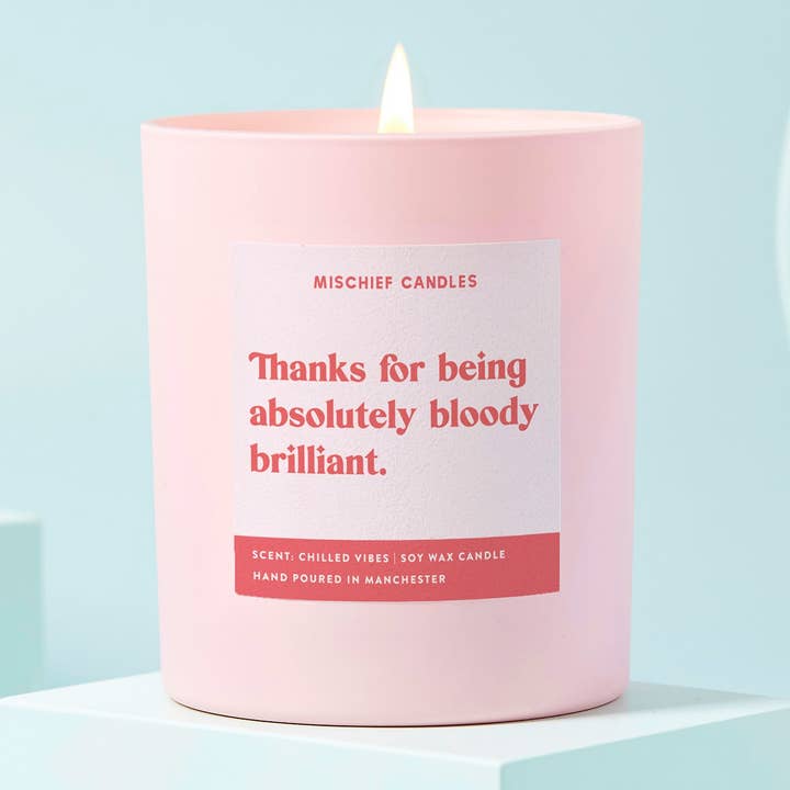 Dankeschön-Geschenk Lustige Kerze Absolut Bloody Brilliant für den Großhandel von Mischief Candles