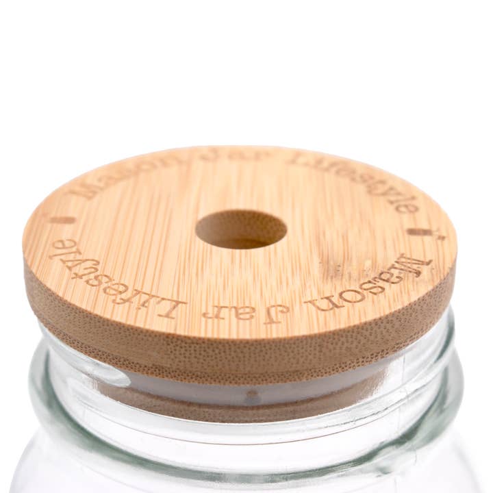 Mason Jar Lifestyle - Wholesale Drink Lids - Bamboo Straw Hole Tumbler Lid for Mason Jars