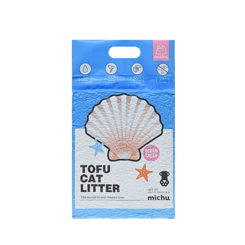 MichuPet – Engroshandel Kattebakke – Michu natursand af klumpende tofu til katte 2,5 kg/6 L4