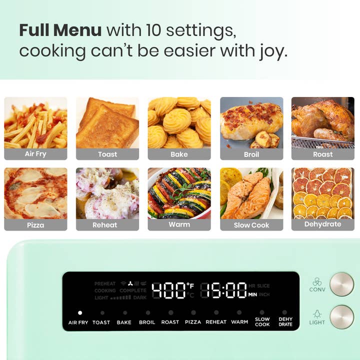 VAL CUCINA - Wholesale Kitchen Appliance - VAL CUCINA Extra Large Air Fryer Toaster Oven -Mint Green