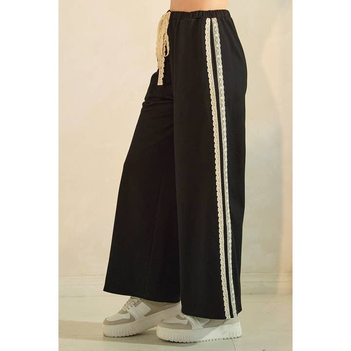 mittoshop - Wholesale Pants - Women's - LACE STRIPED ELASTIC WAIST TERRY SWEATPANTS8