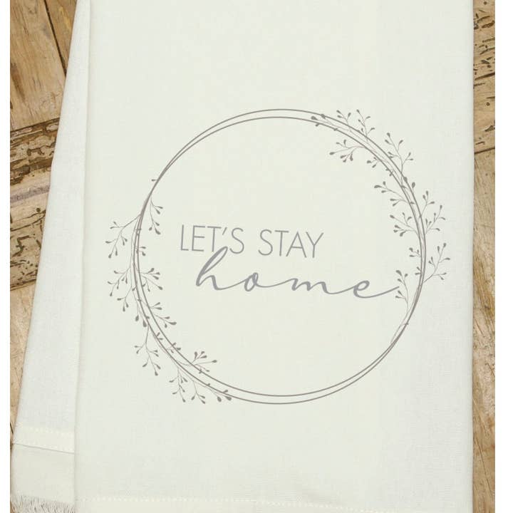 Let's stay home / Natural Kitchen Towel for wholesale by Second Nature by Hand