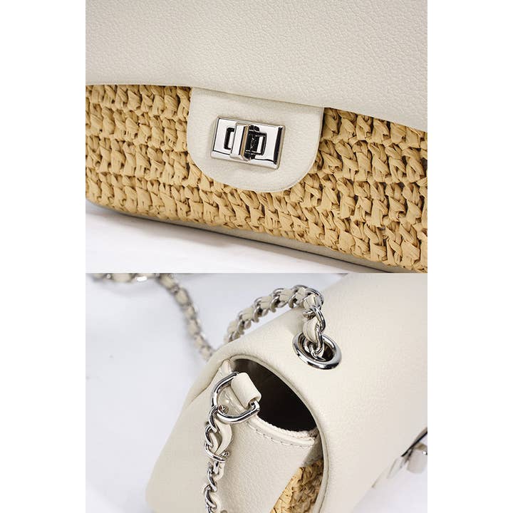ESLEY - Wholesale Crossbody Bag - Women's - A2503XL25235 - Luxury Woven Leather & Straw Crossbody Bag