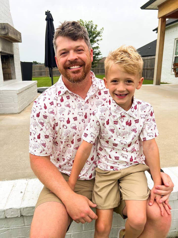 Southern Refinery - Wholesale Button Down Shirt - Kids - Arkansas Razorbacks Shirt Kids Polo Men's Polo Game DayÂ