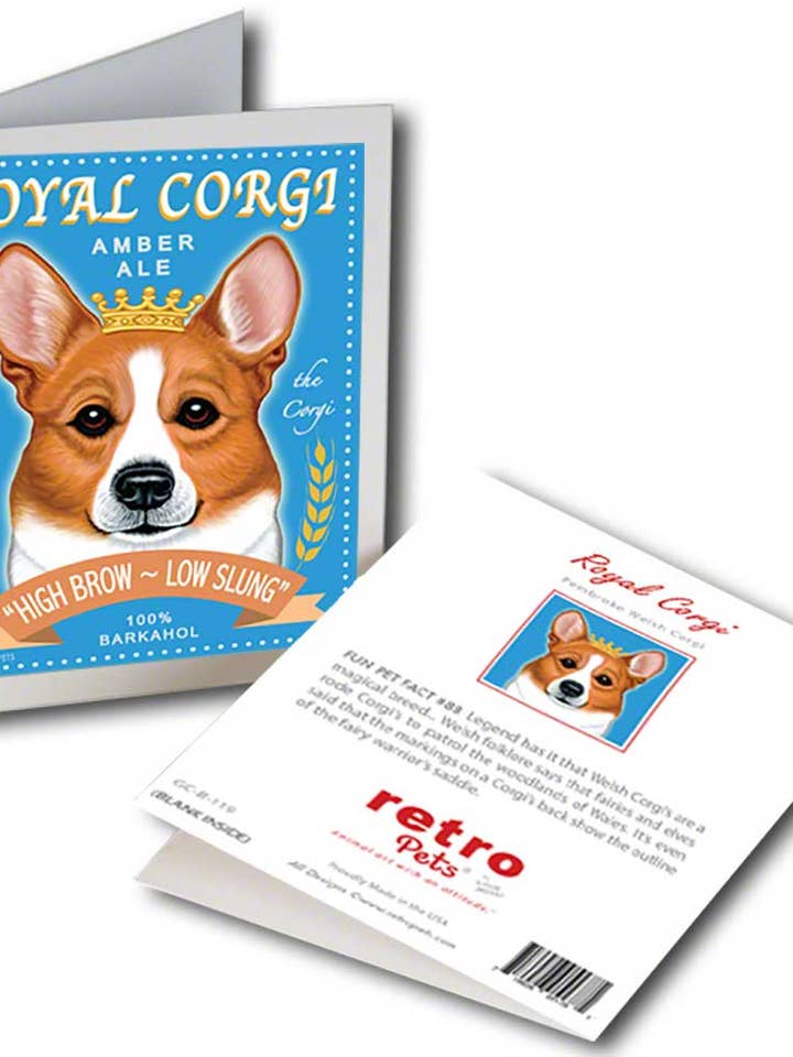 Royal Corgi Greeting Cards 3-Pack for wholesale by Retro Pets