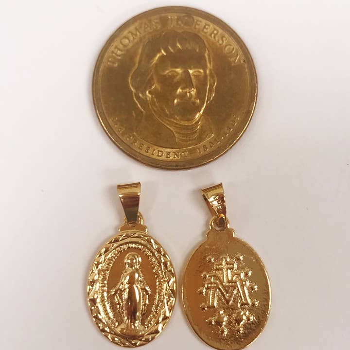The Bead Bazaar - Wholesale Individual charm/pendant - Miraculous Medal, Gold Virgin Mary, Miraculous Medals, Blessed Mary Medal, Miraculous Virgin, Pendant Necklace, Religious Medals, Pendant4