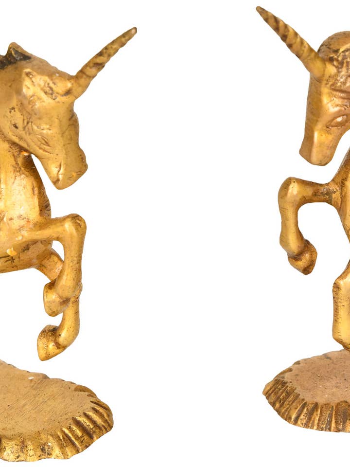 Pair Of Unicorn In Brass Statue |Handmade |Home Décor Statue for wholesale by Exotic India Art