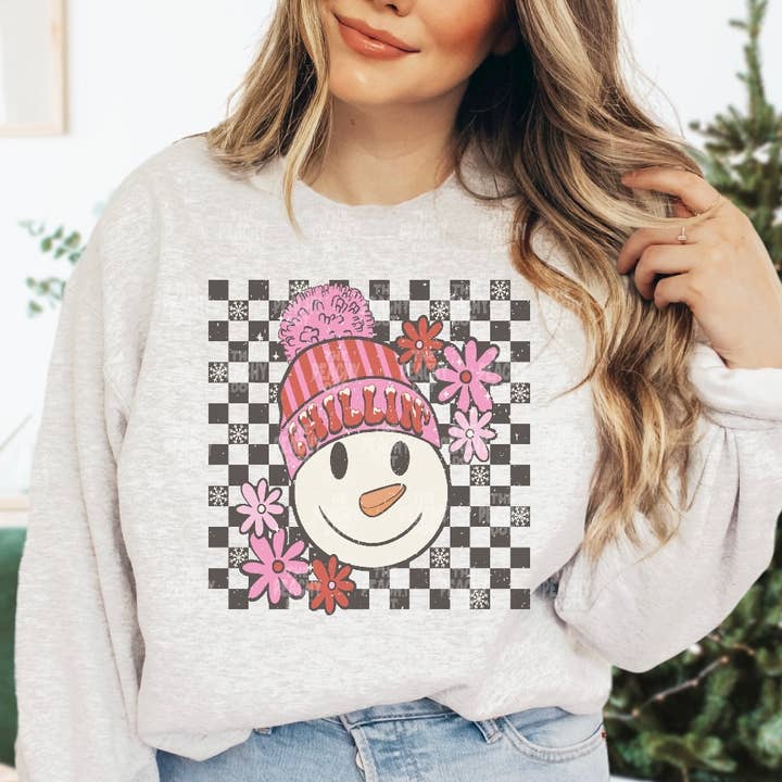 Chillin Snowman Christmas Sweatshirt for wholesale by Rad & Cove