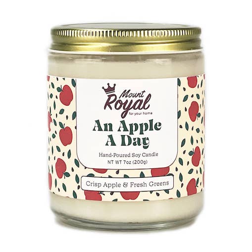 Una candela Apple A Day per la vendita all'ingrosso da parte di Mount Royal Soaps