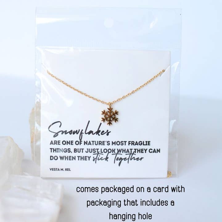 Two and Crew - Wholesale Pendant/Charm Necklace - Christmas Winter Snowflake gift charm necklace on quote card