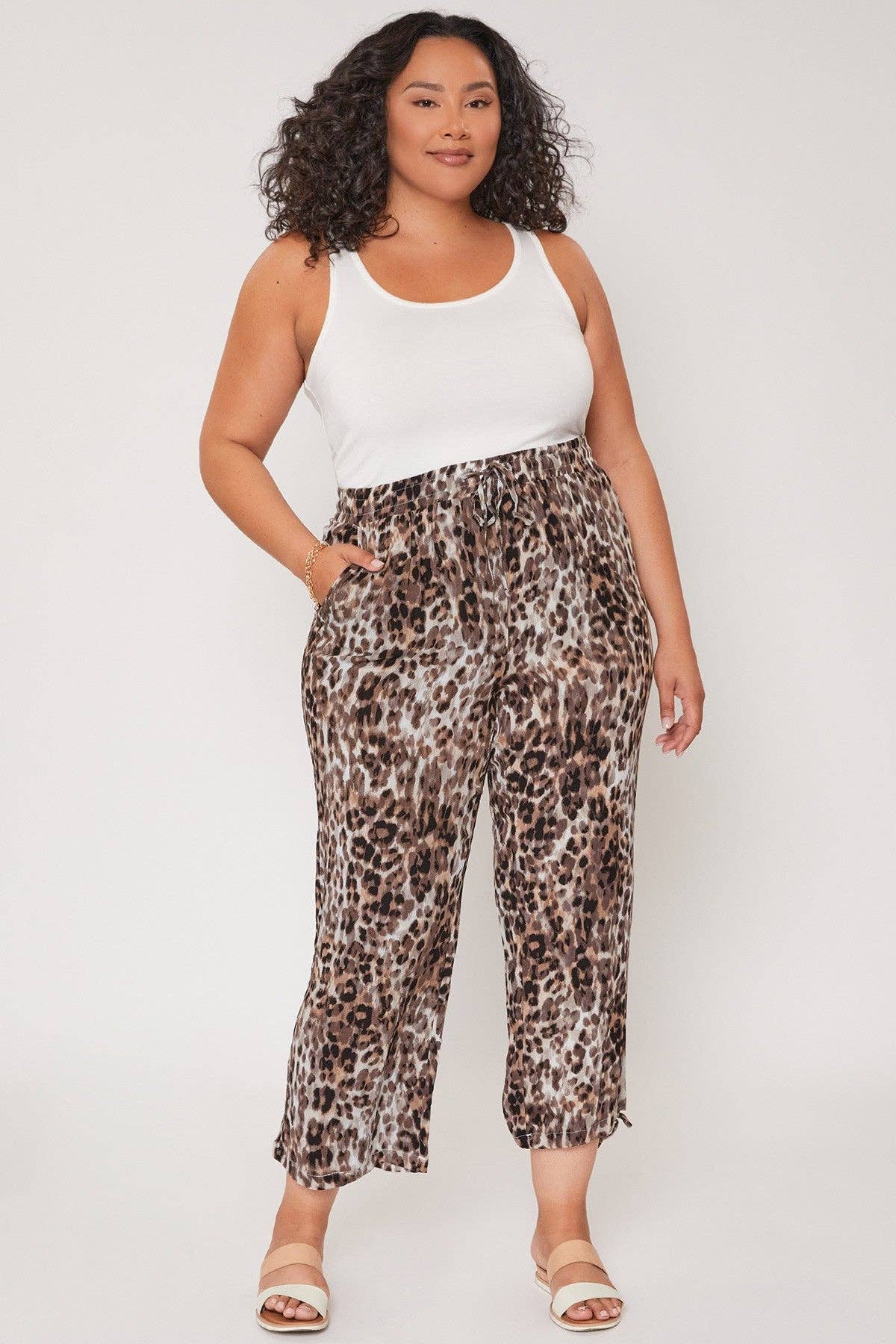 YMI - Wholesale Pants - Women's - Plus Elastic Waist Flood With Drawstring Hem-XF1175CG4