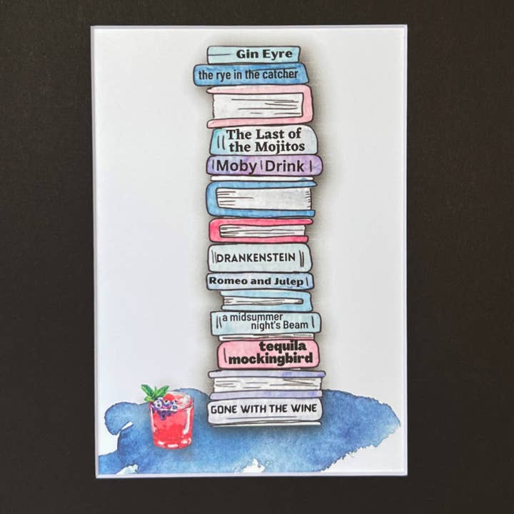 True Life Bar Book Stack Art Print Vol. 3 for wholesale by Pretty Clever Words