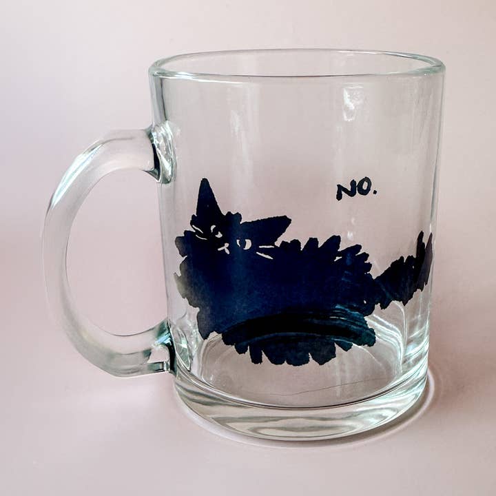 No Cat Glass Mug for wholesale by Ashley Frye Studio