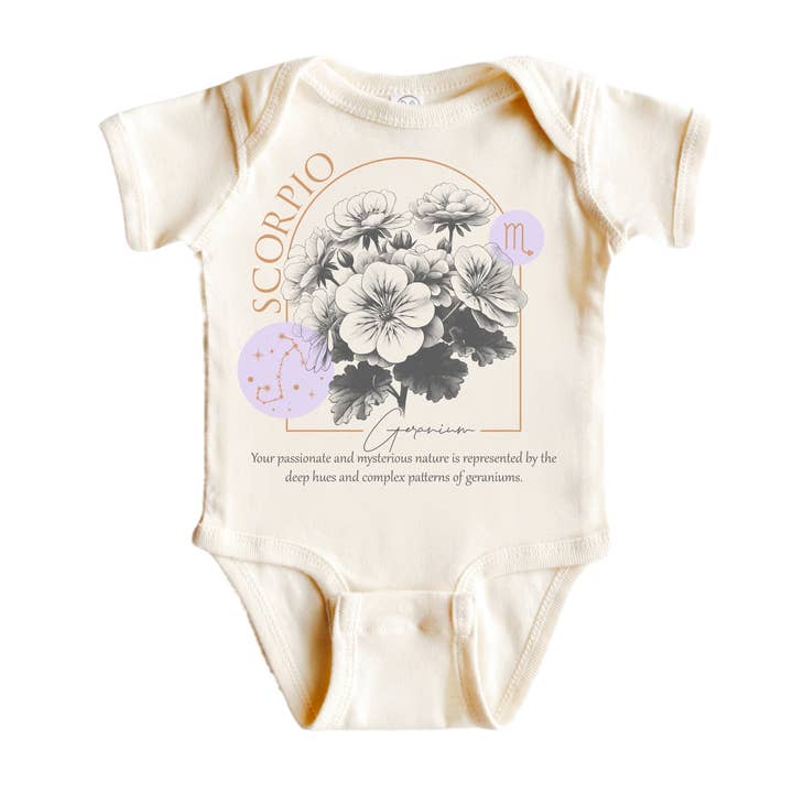North Fork Forager LLC - Wholesale Bodysuit (Non-Footed) - Baby - Scorpio Floral Celestial - Baby Boy Girl Clothes Infant Bodysuit Funny Cute Newborn0