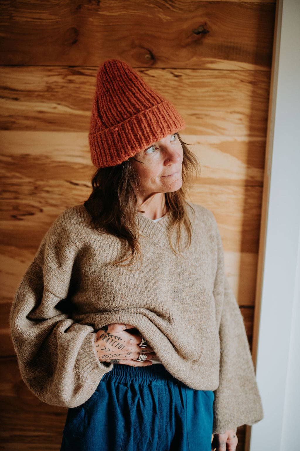 Happy French Gang - Vente Pull en maille – femme - Pull Félix camel en alpaga non teint filé à la main1