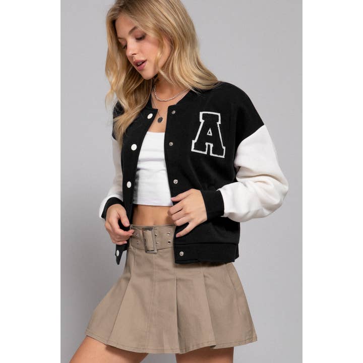 Apolline - Wholesale Varsity/Baseball Jacket - Women's - COLOR BLOCK BRUSHED VARSITY FLEECE JACKET2
