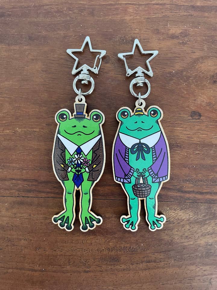 Frog Friends - Llaveros de madera (juego o individuales) para venta al por mayor de Oli Jolly Ink