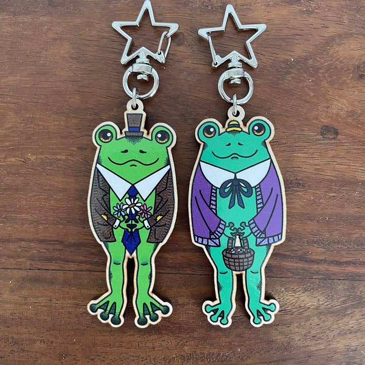 Oli Jolly Ink - Wholesale Keychain - Unisex - Frog Friends - Wooden Keychains ( set or individual)0
