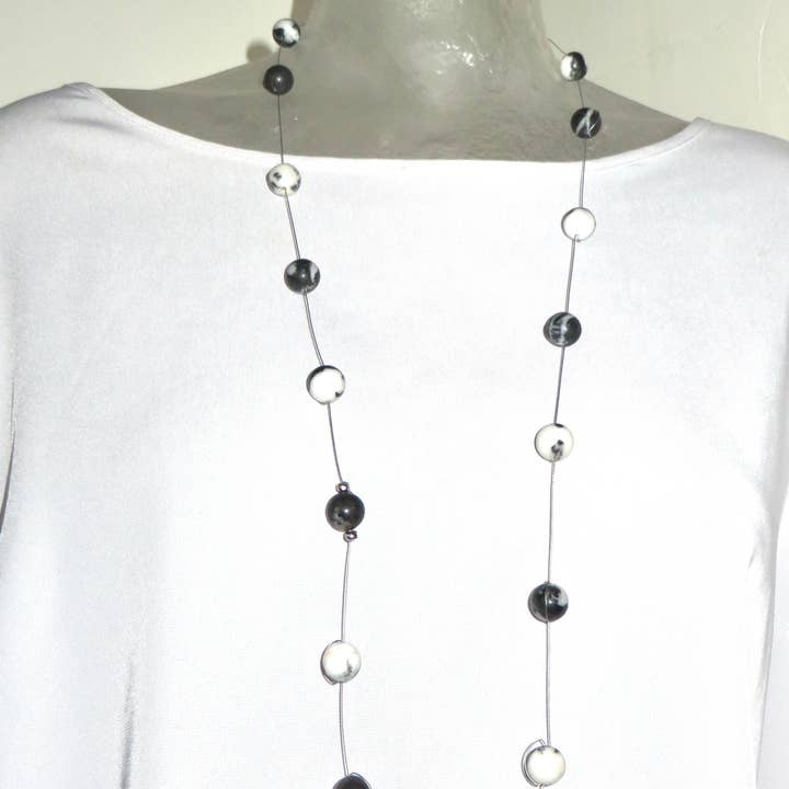 Commitment Necklace - Pure Zebra Jasper 50” for wholesale by PEACE MAKER GEMS