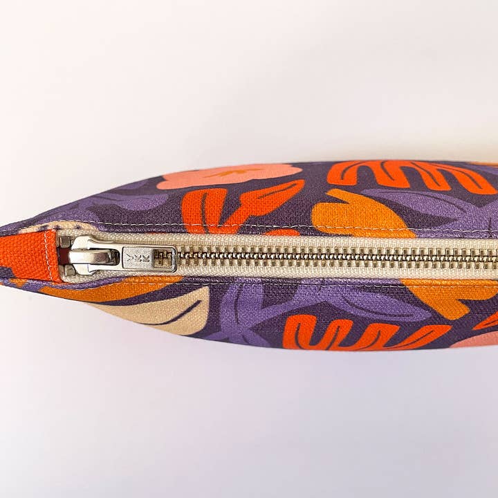 Fabric Drawer - Wholesale Pouch - Women's - Handmade Make-up, Travel, Clutch Zip Purse - Petals (Purple)