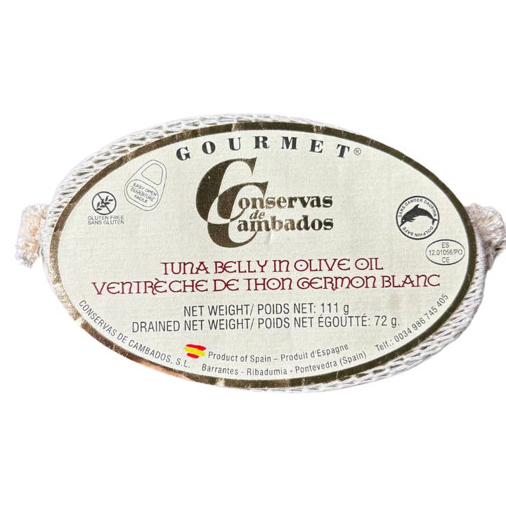 Ventre de thon blanc gourmet à l'huile d'olive, Conservas de Cambados pour la vente par Solfarmers INC