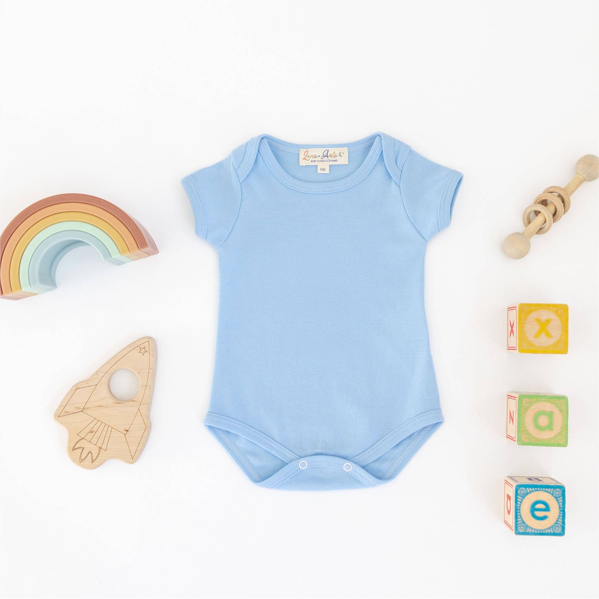 Wholesale Luna Arlo Basics Short Sleeve Bodysuit Sky for your